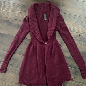 Aritzia Talula Burgundy Cashmere Wrap Sweater